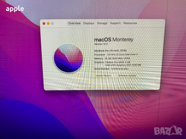 15" Core i7 MacBook Pro A1990 Touch/2018/ Space Gray-НА ЧАСТИ, снимка 1