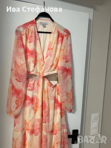 Нова разкошна дълга феерична елегантна женствена рязана в талията рокля флорален принт, снимка 4 - Рокли - 49577143