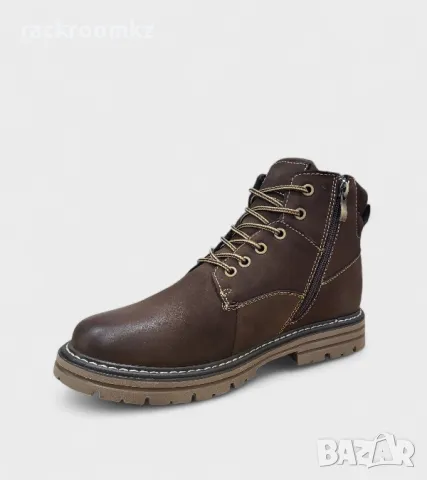 Мъжки зимни боти от естествена кожа в кафяв цвят К372-2 brown, снимка 2 - Мъжки боти - 47867702