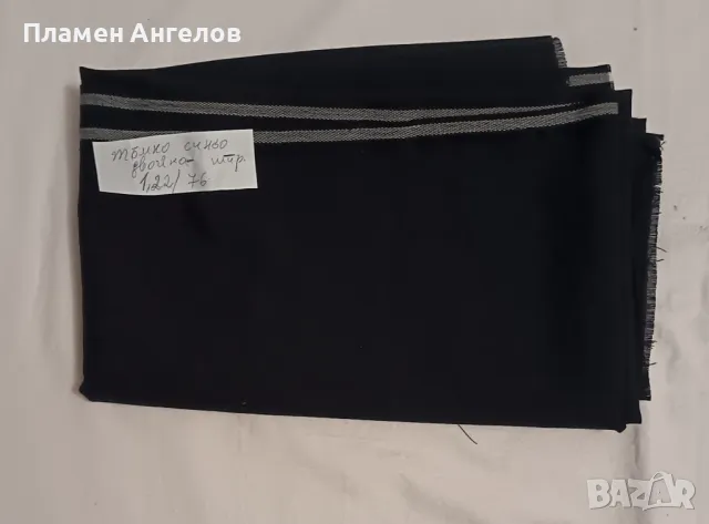 Тъмно син вълнен плат с размери 122 на76 дв. ширина. 