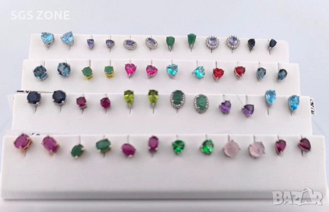 Сребърни обеци с естествен морганит, снимка 2 - Обеци - 52859997