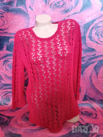 Наситено червена блуза от Полиестер М/Л, снимка 4 - Блузи с дълъг ръкав и пуловери - 49411107