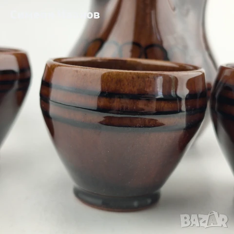 Стар керамичен сервиз за вино 6 чаши и кана #6013, снимка 5 - Други ценни предмети - 50701348