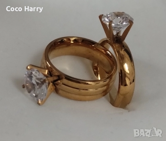 Комплект два пръстена,медицинска стомана, снимка 3 - Пръстени - 52897505