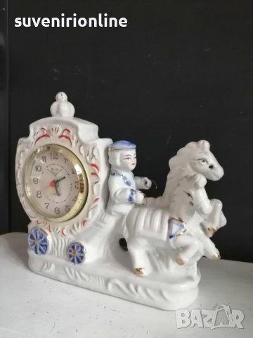 стара порцеланова колесница с часовник, снимка 3 - Статуетки - 40591096