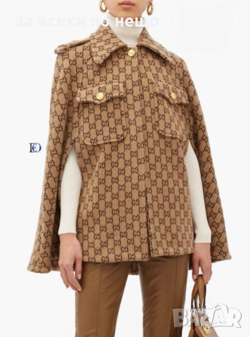Gucci Дамско Бежово Палто Пелерина Гучи Код SK455