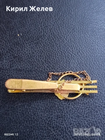 Позлатена стилна щипка за вратовръзка ретро стил 30850, снимка 4 - Други ценни предмети - 51395840