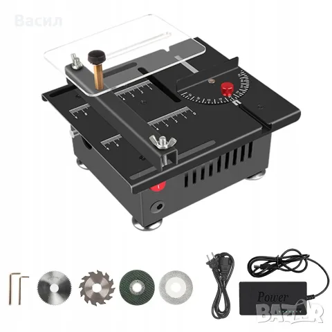 Настолен мини циркуляр / Mini Table Saw – 100W, 24V, снимка 4 - Триони и циркуляри - 56244602