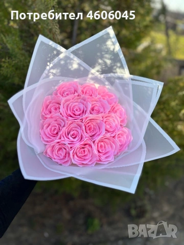 Букет от вечни сатенени рози 