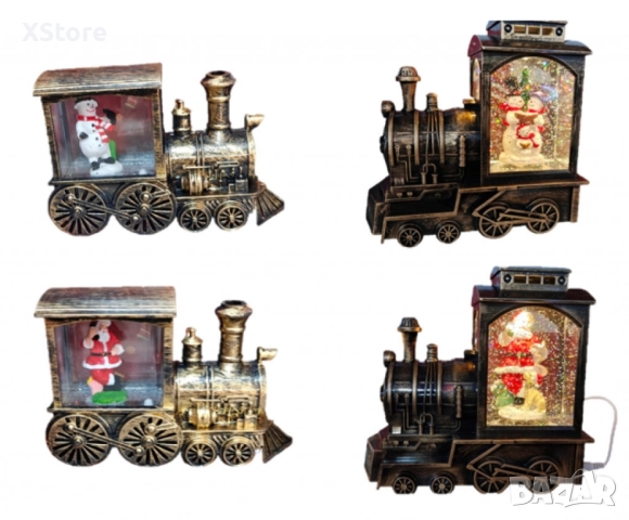 Коледна декорация - светещ ретро влак със снежинки, снимка 3 - Декорация за дома - 52441016