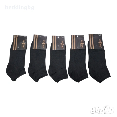 Комплект 5 чифта Мъжки Памучни Терлици de Sign A011 – Черни, снимка 2 - Мъжки чорапи - 53993712