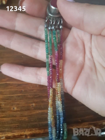 Огърлица естествени камъни,  сребърна закопчалка- рубин, снимка 2 - Колиета, медальони, синджири - 51394768