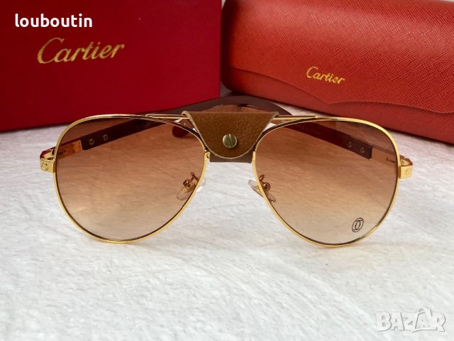 Cartier 2023 мъжки слънчеви очила с кожа и дътвени дръжки , снимка 7 - Слънчеви и диоптрични очила - 42796056