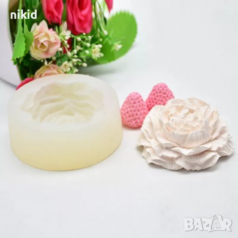 Голям цъфнал Божур цвете силиконов молд форма декорация торта фондан шоколад гипс, снимка 8 - Форми - 38047550