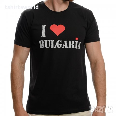 Нова мъжка тениска с трансферен печат I LOVE BULGARIA в черен цвят, снимка 1 - Тениски - 37663045