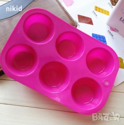 6 кръга кръгове кръгли силиконов молд форма калъп гипс сапун шоколад кексчета мъфини, снимка 2 - Форми - 31829190