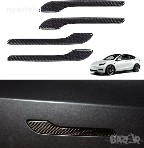 Карбонови дръжки за врати за Tesla Model 3 и Model Y – 4 броя