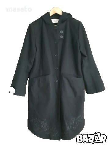 pluz by etage - черно палто с бродерия, снимка 2 - Палта, манта - 33889794