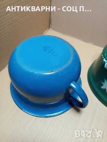 Комплект Соц Стари Емайлирани Чайник С Купа Съд., снимка 8 - Антикварни и старинни предмети - 49338380
