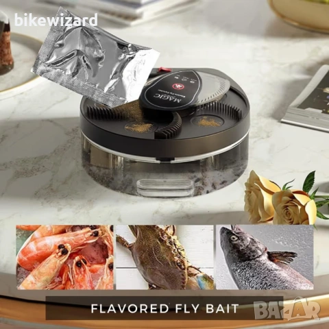 Електрически капан за мухи, въртящ се на 360°, USB, акумулаторна батерия НОВО, снимка 4 - Други стоки за дома - 54034012