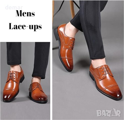 Мъжки официални обувки с връзки Brogues Derbys Oxford, 40, снимка 5 - Официални обувки - 44217960