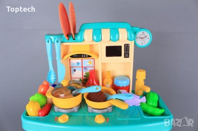 Кухня със светещи котлони, реалистични звуци и течаща вода-38 см Детска играчка сглобяема оборудвана, снимка 11 - Образователни игри - 30862481