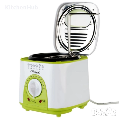 Фритюрник мини Rosberg, 1 литър, 950W, 80-190 C, 24 МЕСЕЦА ГАРАНЦИЯ, снимка 3 - Фритюрници - 52121457