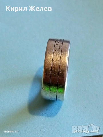 Сребърен пръстен тип халка с надпис майсторска изработка 52476, снимка 6 - Пръстени - 52961157