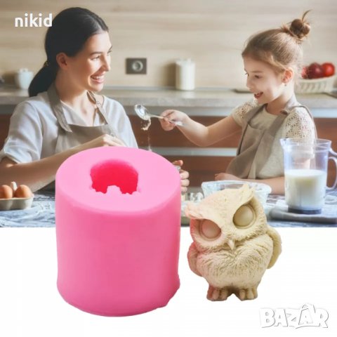 3D Сова кукувичка бухал бухалче силиконов молд форма фондан шоколад гипс свещ сапун смола, снимка 4 - Форми - 37049052