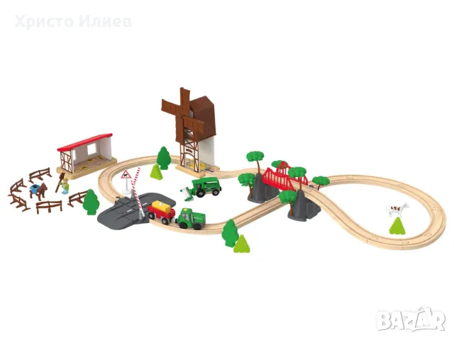 Дървена железница ферма Влак с дървени релси , снимка 2 - Влакчета, самолети, хеликоптери - 49523485