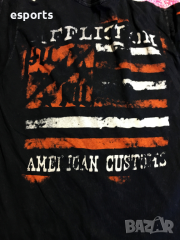 Мъжка тениска AFFLICTION American Customs Garage Built Black Orange S Small, снимка 4 - Тениски - 25982971