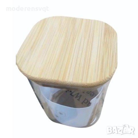 Малък стъклен буркан с бамбуков капак, снимка 5 - Други - 42746758