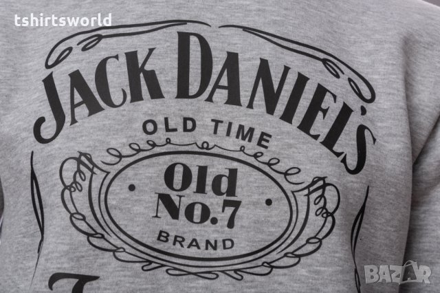 Нов мъжки сив суичър с трансферен печат JACK DANIELS (Джак Даниелс) , снимка 5 - Суичъри - 27692295