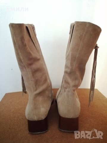 №39 ONLY дамски обувки боти ботуши от естествена кожа велур в бежов цвят-подарък при поръчка над 7лв, снимка 7 - Дамски ботуши - 42814435