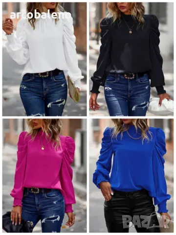 Ежедневна дамска риза с буф ръкав, 4цвята