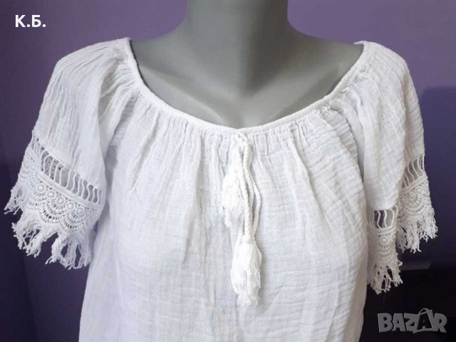 Нова! Финна памучна блуза с дантела р-р M,L, снимка 3 - Ризи - 32097205