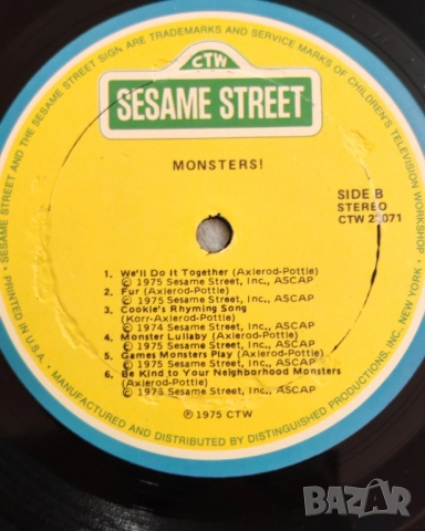 Грамофонна винилова плоча Monsters, Улица Сезам. , снимка 3 - Грамофонни плочи - 52454471