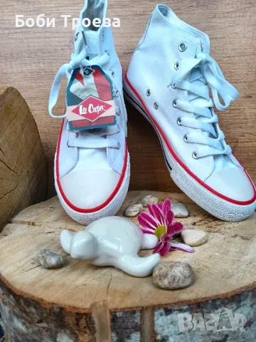 Високи дамски бели кецове Lee Cooper са създадени специално да Ви, осигурят максимално удобство, снимка 2 - Кецове - 50365369