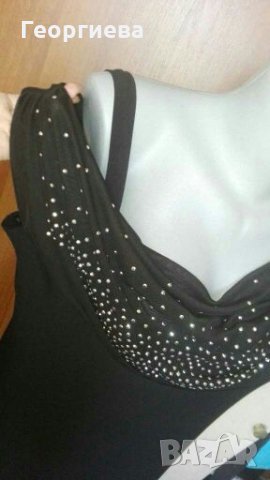 Черна официална рокля, голям размер👗🍀XL/ 2XL👗🍀арт.1046, снимка 5 - Рокли - 30530733