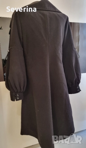 Уникален дизайн, ново наситено черно палто , снимка 5 - Палта, манта - 52430863