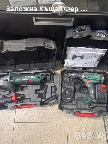 Комплект винтоверт и ъглошлайф Parkside