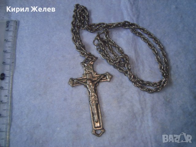 ПОСРЕБРЕНО ГОТИК-СТИЛ РАЗПЯТИЕ КРЪСТЧЕ с КРАСИВА ВЕРИЖКА РЕТРО ПЛЕТКА 8736, снимка 4 - Колиета, медальони, синджири - 36950400