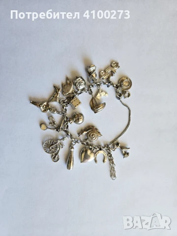 СРЕБЪРНА ГРИВНА С ТАЛИСМАНИ - .835 сребро - 2 броя, снимка 2 - Гривни - 51159793