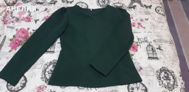 Елегантна дамска блузката в зелено -размер М, снимка 2 - Блузи с дълъг ръкав и пуловери - 31758704