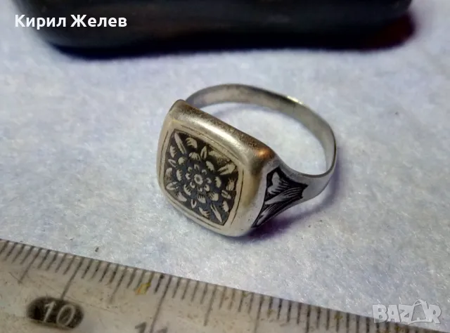 Стар РУСКИ СРЕБЪРЕН ПРЪСТЕН СРЕБРО 875 с НИЕЛО ОРНАМЕНТИКА и ПЕЧАТИ 5СЧ СЪРП и ЧУК в ПЕТОЛЪЧКА 47494, снимка 10 - Антикварни и старинни предмети - 49294727