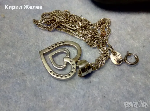 НЕЖНО СРЕБЪРНО КОЛИЕ със СЪРЧИЦЕ МАРКОВО СРЕБРО 925 CZ с БЯЛА ПОЗЛАТА и ЦИРКОНИ 38501, снимка 5 - Колиета, медальони, синджири - 49522592