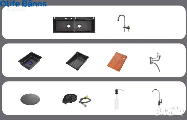 Мултифункционална кухненска мивка с две корита, снимка 11 - Мивки - 51124666