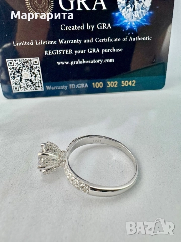 Сребърен пръстен с мойсанит (диамант) 1 карат, снимка 9 - Пръстени - 52059258