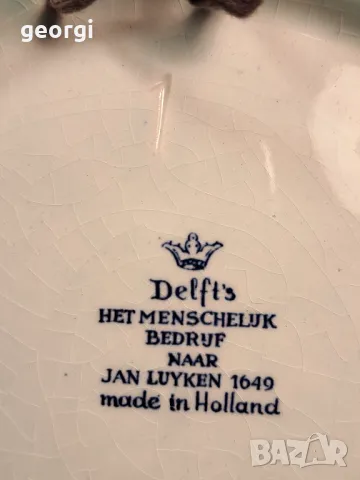 холандска декоративна порцеланова чиния Delft  7/5, снимка 5 - Декорация за дома - 49867883