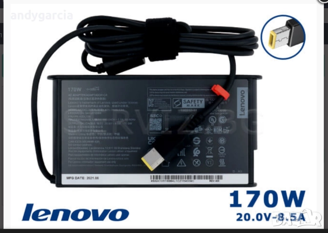  170W 20V 8.5A зарядно Lenovo Legion 5 7 IdeaPad Gaming Thinkpad P50/51/52/53/15/70/71/72/17/W540-41